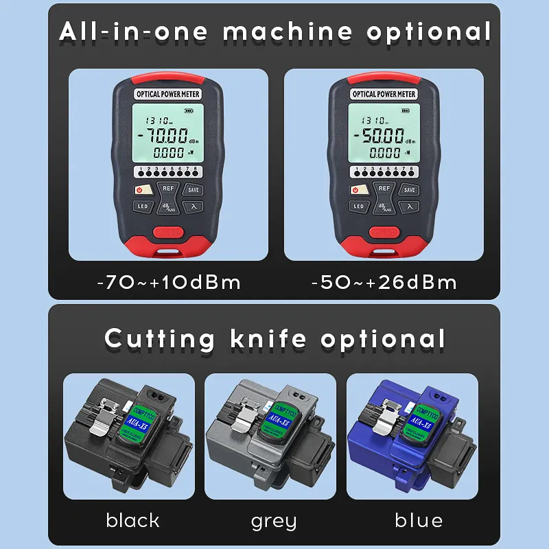 COMPTYCO AUA-D7 optical power kit hot melt cold junction fiber optic cutter optical power meter -70+~10dBm visual fault locator fiber optic tool kit
