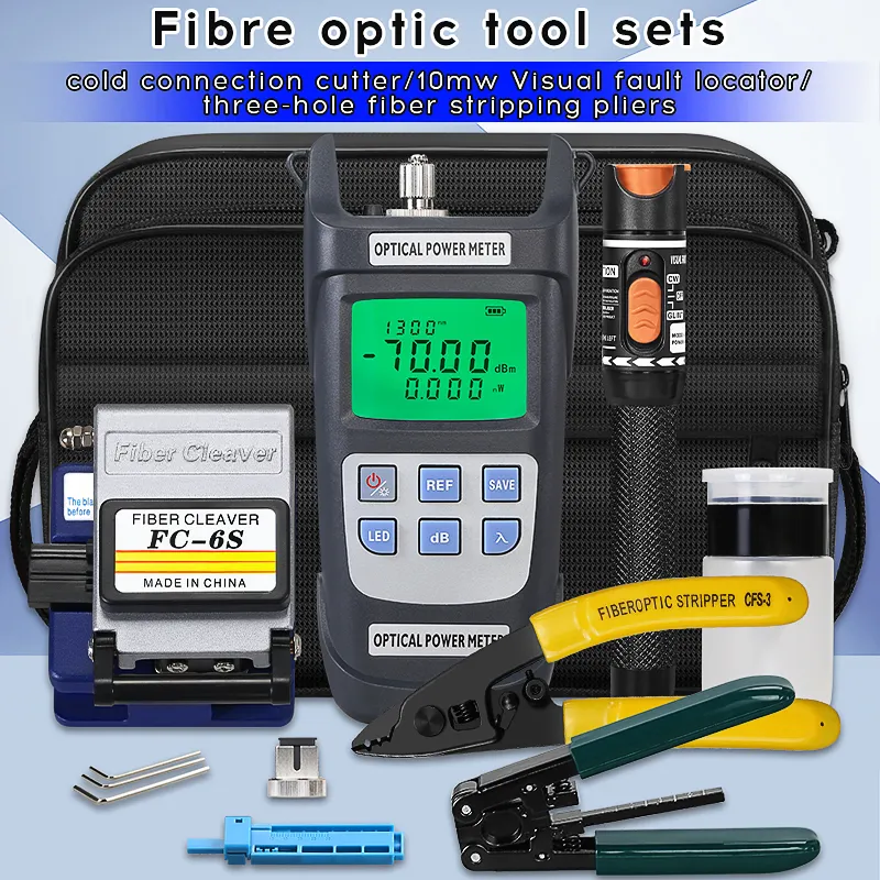 COMPTYCO AUA-Y710A Fiber Optic Cold Splicing Kit Fiber Optic Cutter Optical Power Meter -70+~10dBm Visual Fault Locator Fiber Optic Kit