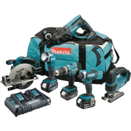 DLX6072PT 18V LXT 6 Pce Combi Kit Complete with 3x 5.0Ah Batteries, Twin Port Charger and Kit Bag