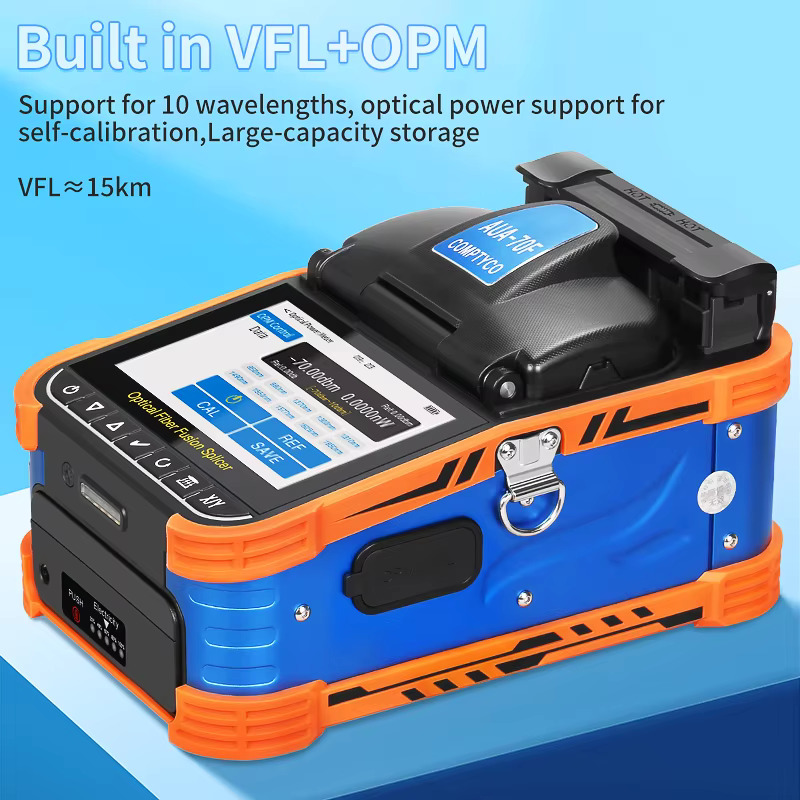 COMPTYCO AUA-70F Fully Automatic Fusion Splicer Machine 5 inch touch screen 6 motors with OPM VFL Fiber Optic Fusion Splicer