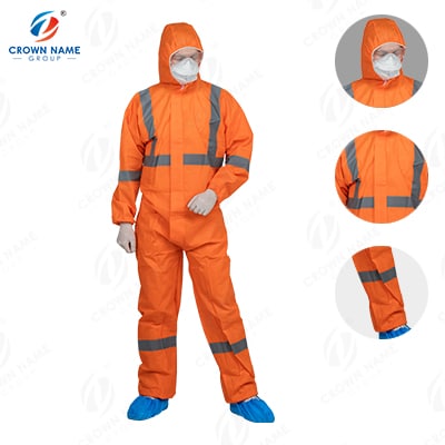 Nonwoven SMS Disposable Coverall with Reflective Strips