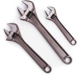 Bahco. Adjustable Spanner Set, Steel, Set of 3